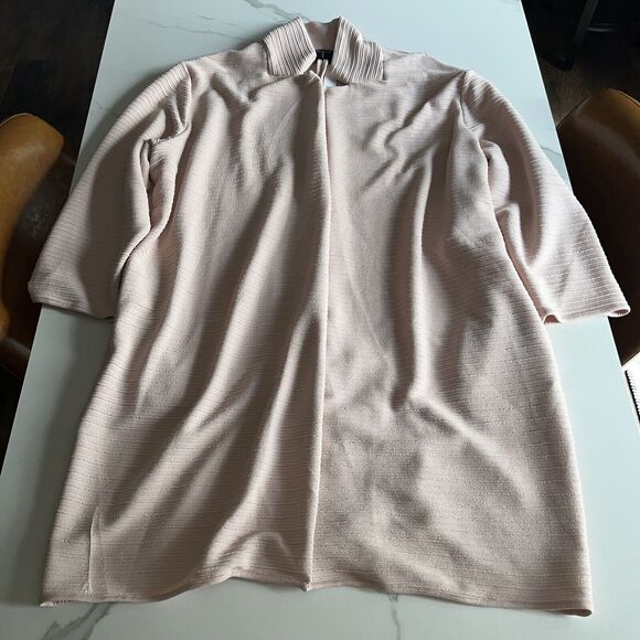 Tahari Women's Blush Pink Open-Front Long Jacket Textured Coat Plus Size 1X NWT - Picture 1 of 11